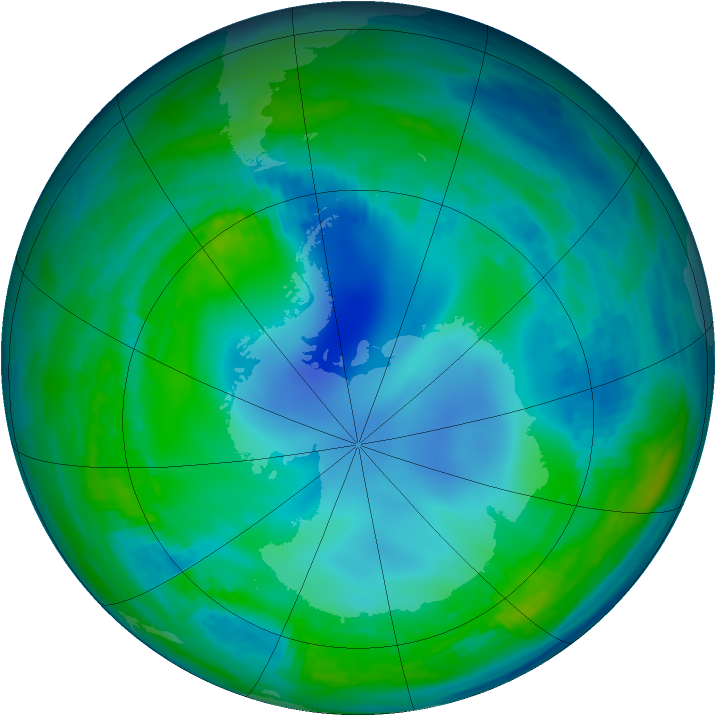 Antarctic ozone map for 22 May 1987